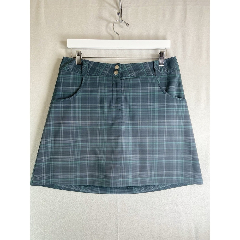 Nike Golf Womens 10 Dri Fit Skort Blue Plaid Athletic Skirt Built In Shorts
